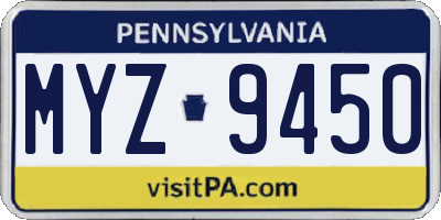 PA license plate MYZ9450
