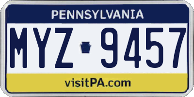 PA license plate MYZ9457