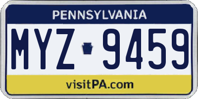 PA license plate MYZ9459