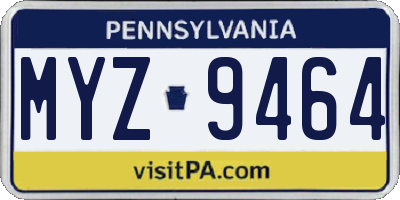 PA license plate MYZ9464