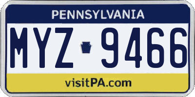 PA license plate MYZ9466
