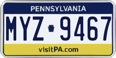 PA license plate MYZ9467
