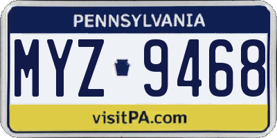 PA license plate MYZ9468