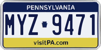 PA license plate MYZ9471