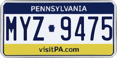 PA license plate MYZ9475