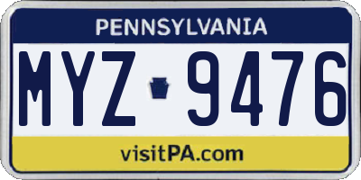 PA license plate MYZ9476
