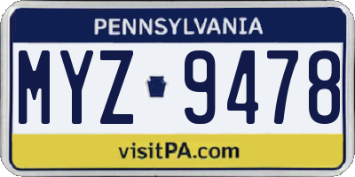 PA license plate MYZ9478