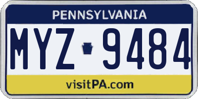 PA license plate MYZ9484