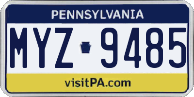 PA license plate MYZ9485