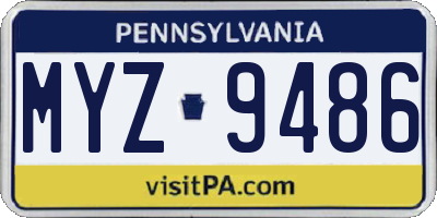 PA license plate MYZ9486