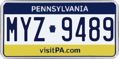 PA license plate MYZ9489