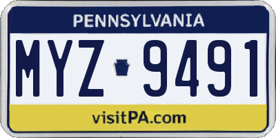 PA license plate MYZ9491