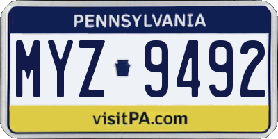 PA license plate MYZ9492