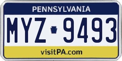 PA license plate MYZ9493