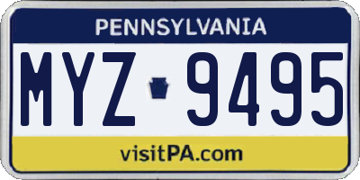 PA license plate MYZ9495