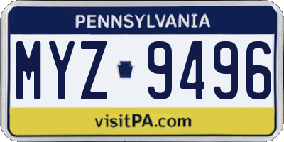 PA license plate MYZ9496