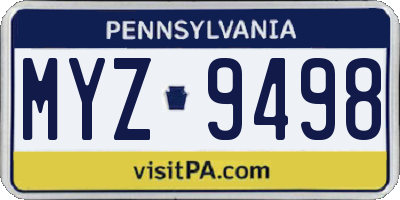 PA license plate MYZ9498