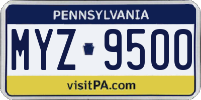 PA license plate MYZ9500
