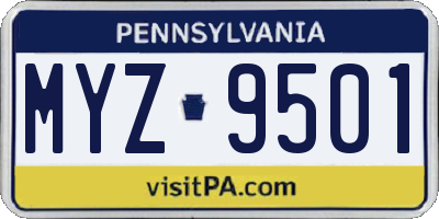 PA license plate MYZ9501