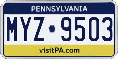PA license plate MYZ9503