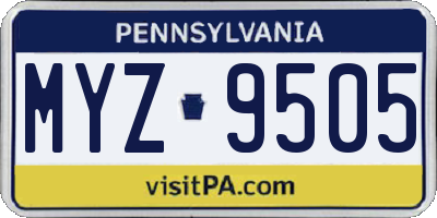 PA license plate MYZ9505