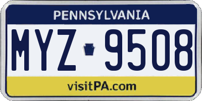 PA license plate MYZ9508
