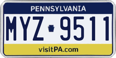 PA license plate MYZ9511