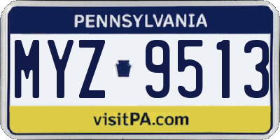 PA license plate MYZ9513