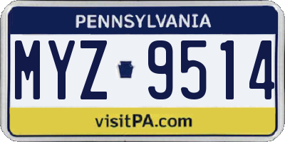 PA license plate MYZ9514