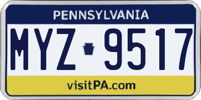 PA license plate MYZ9517