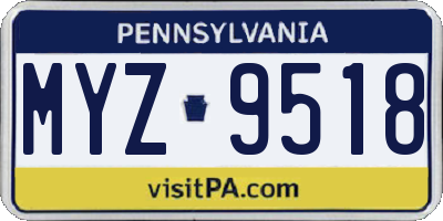 PA license plate MYZ9518