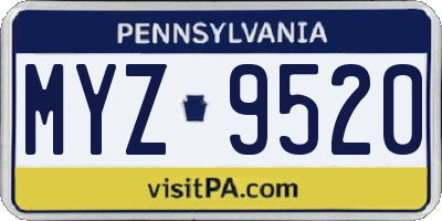 PA license plate MYZ9520