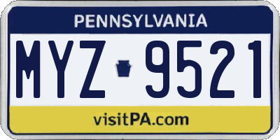 PA license plate MYZ9521