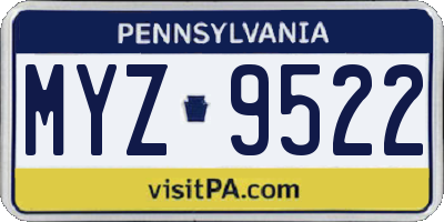 PA license plate MYZ9522