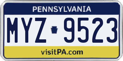 PA license plate MYZ9523