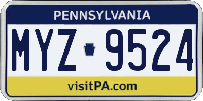 PA license plate MYZ9524