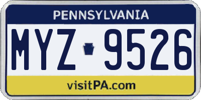 PA license plate MYZ9526