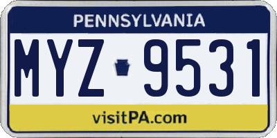 PA license plate MYZ9531