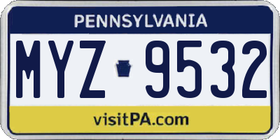 PA license plate MYZ9532
