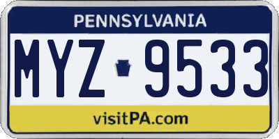 PA license plate MYZ9533