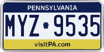 PA license plate MYZ9535