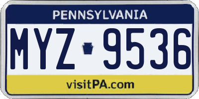 PA license plate MYZ9536