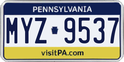 PA license plate MYZ9537