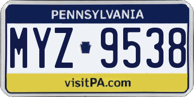 PA license plate MYZ9538