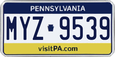 PA license plate MYZ9539