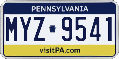 PA license plate MYZ9541