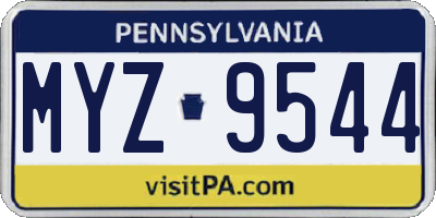 PA license plate MYZ9544