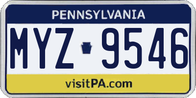 PA license plate MYZ9546