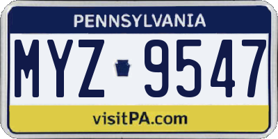 PA license plate MYZ9547