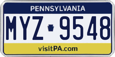 PA license plate MYZ9548